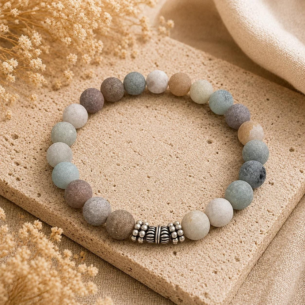 Bracciale Elastico Amazzonite Opaca Naturale 6 mm Pietre Dure Uomo Donna PE8005 - PE8005 - foto 4