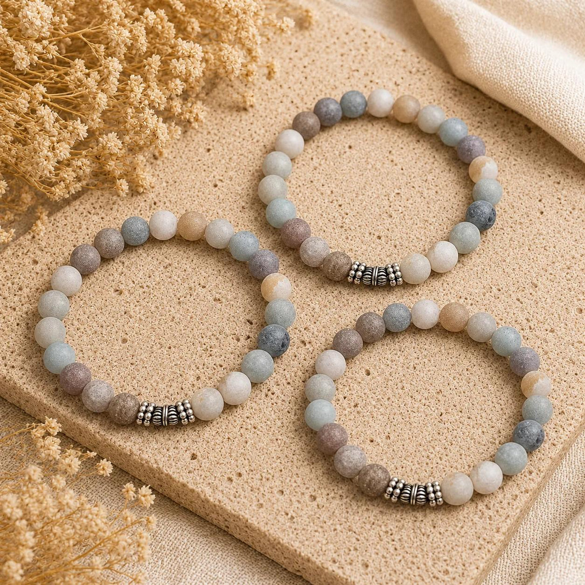 Bracciale Elastico Amazzonite Opaca Naturale 6 mm Pietre Dure Uomo Donna PE8005 - PE8005 - foto 5