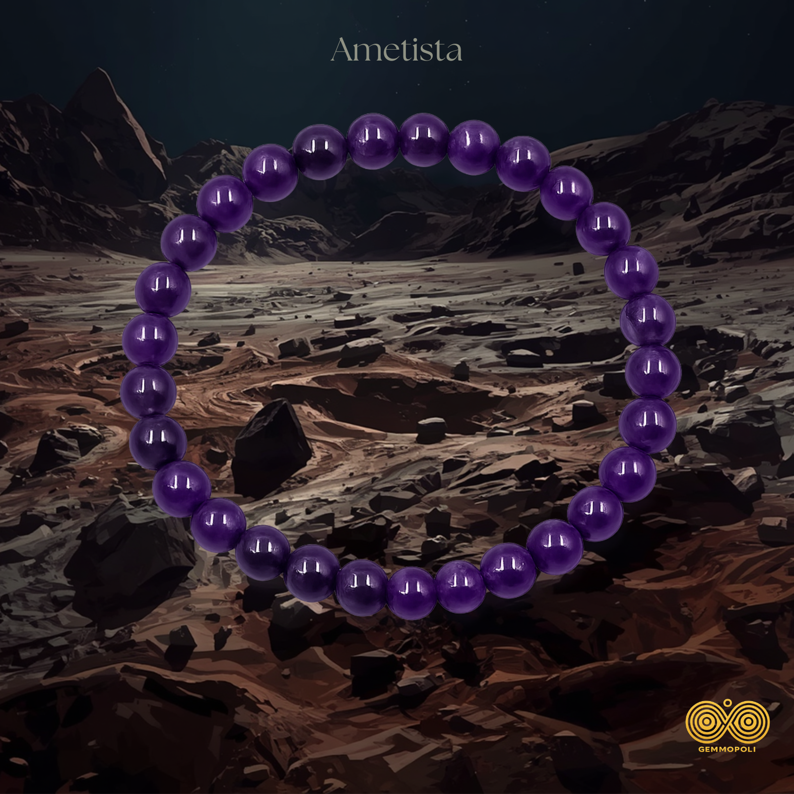 Bracciale Gemmopoli in Ametista Naturale Viola 6 mm vista lunare
