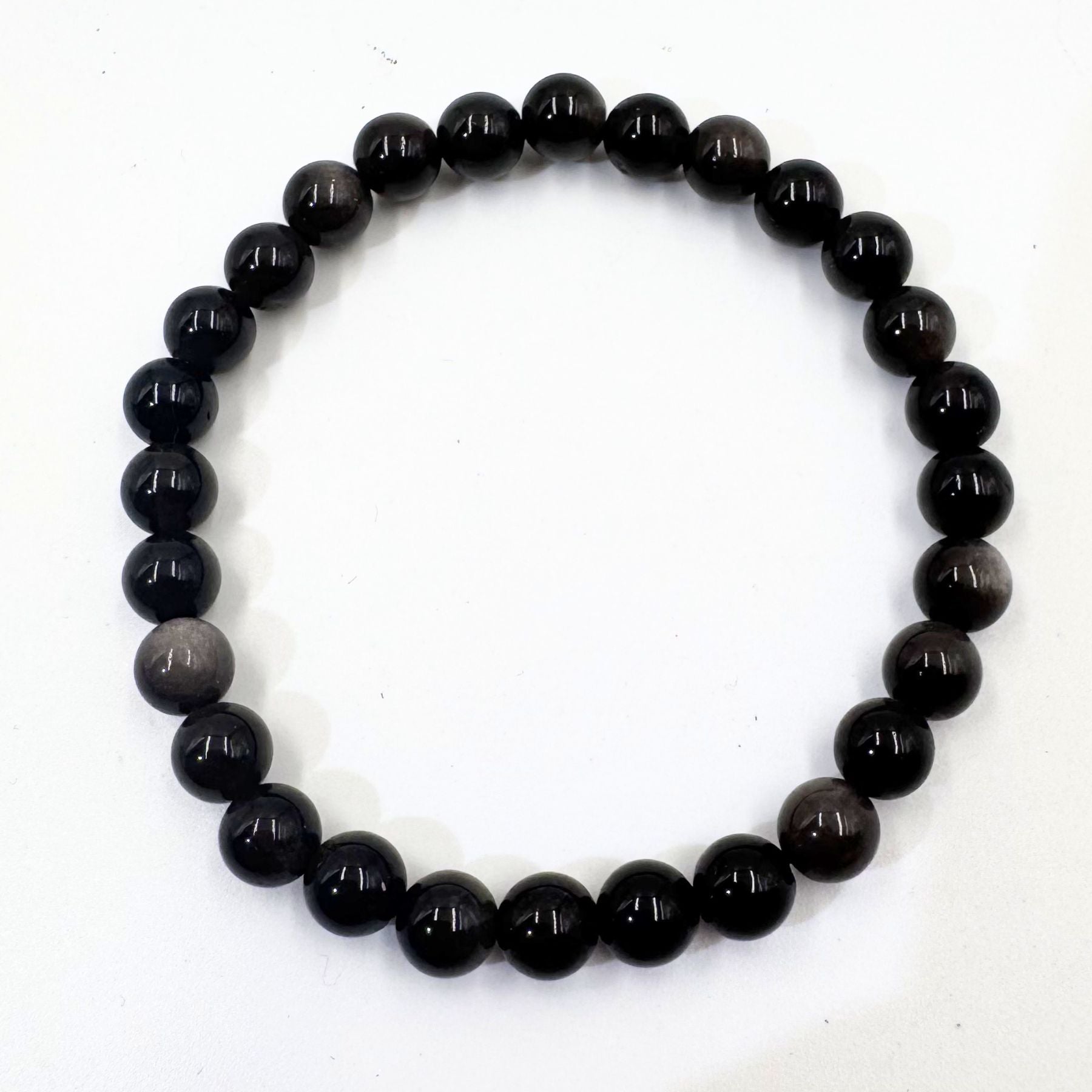 Bracciale elastico Ossidiana Gold naturale 6 mm PE8008 foto per google