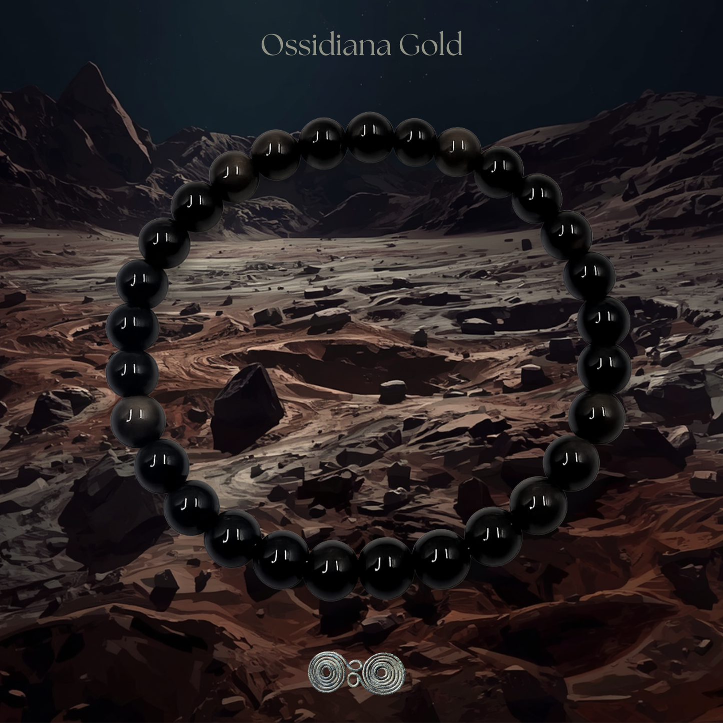 Bracciale elastico Gemmopoli in Ossidiana Gold naturale 6 mm PE8008