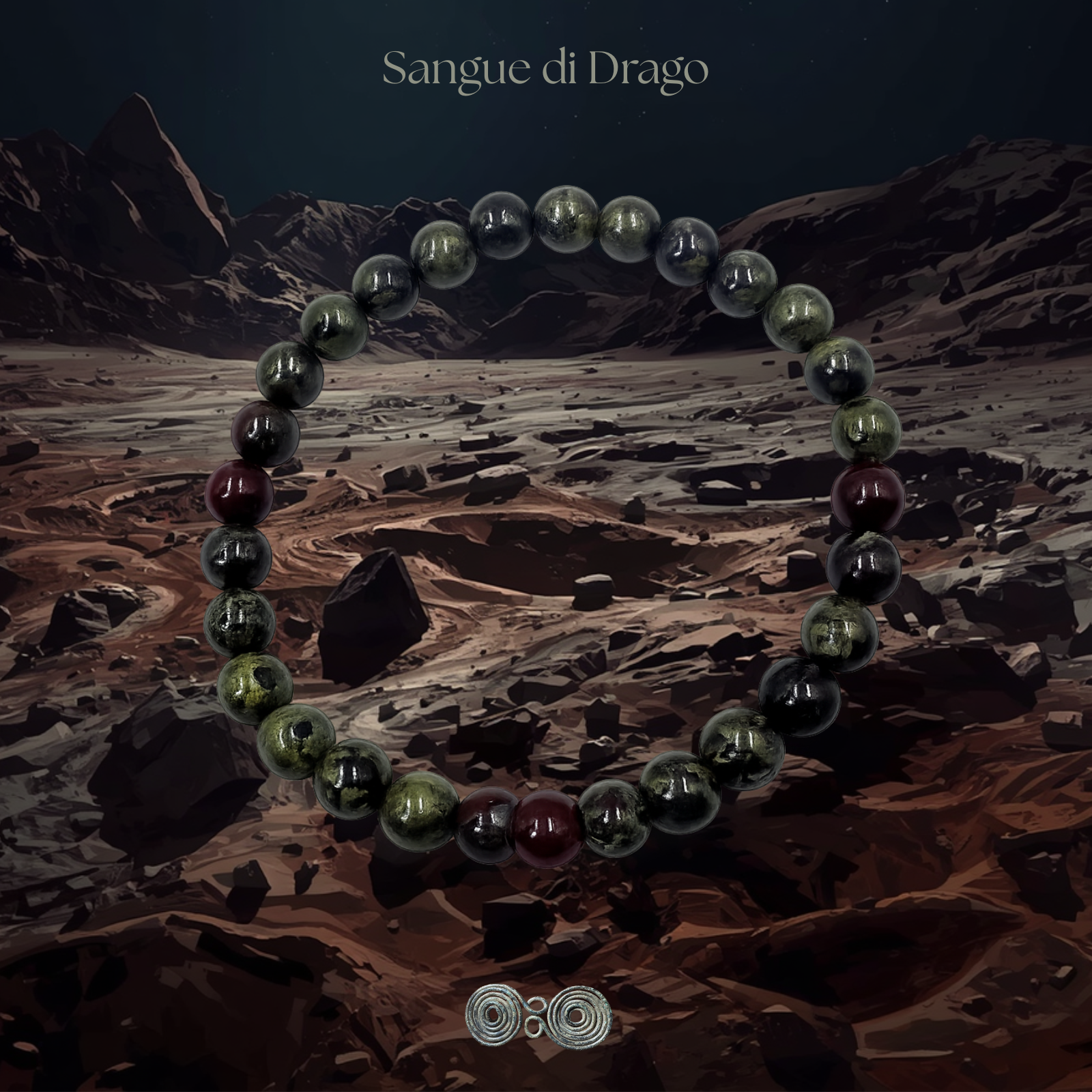 Bracciale elastico Gemmopoli in Diaspro Sangue di Drago naturale 6 mm PE8010