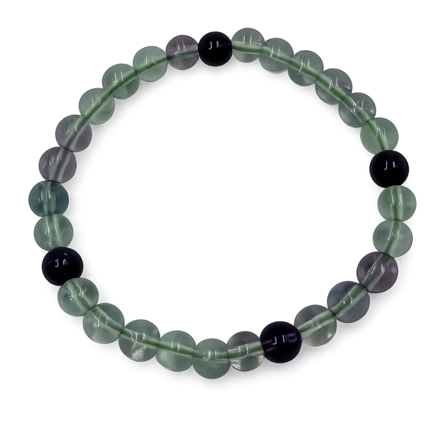 Bracciale Elastico in Pietre Naturali Fluorite Multicolore Tonda Liscia 6 mm • Codice PE8011