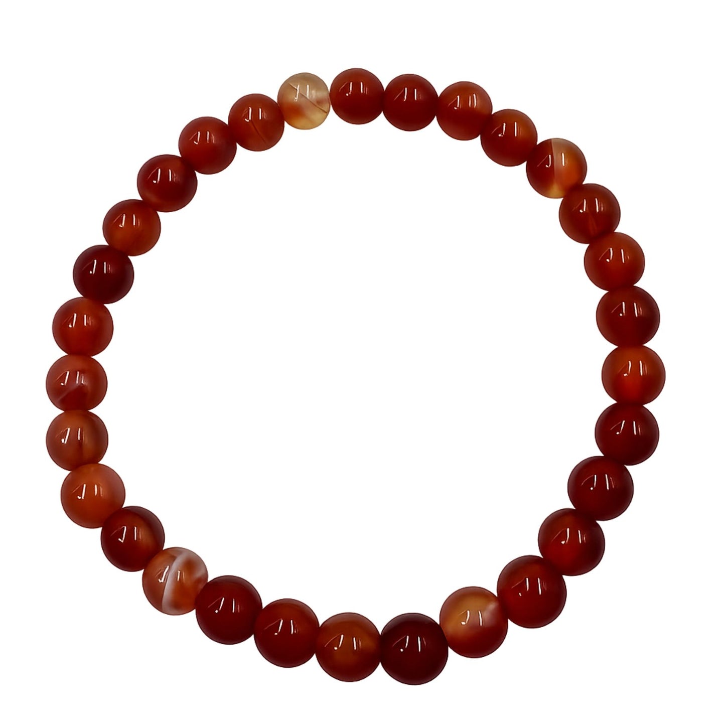 Elastic Bracelet in Natural Stones Red Agate Smooth Round 6 mm • Code PE8013 