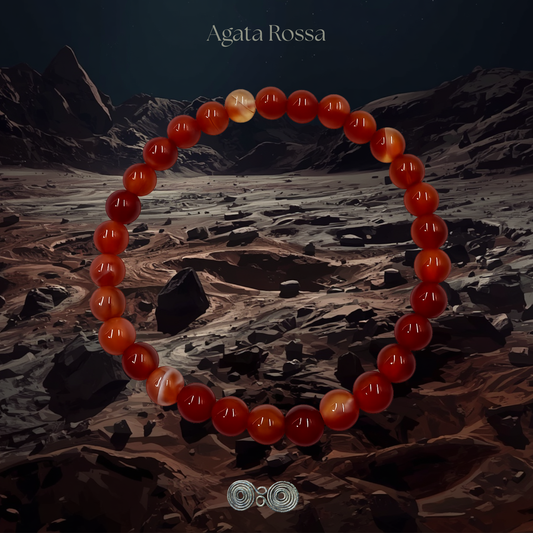 Bracciale Elastico in Pietre Naturali Agata Rossa Tonda Liscia 6 mm • Codice PE8013