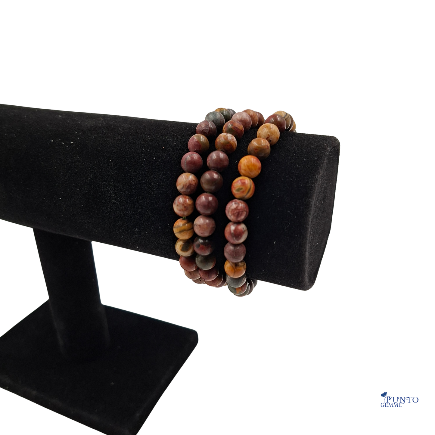 Elastic Bracelet in Natural Stones Picasso Jasper Round Smooth 6 mm • Code PE8015 