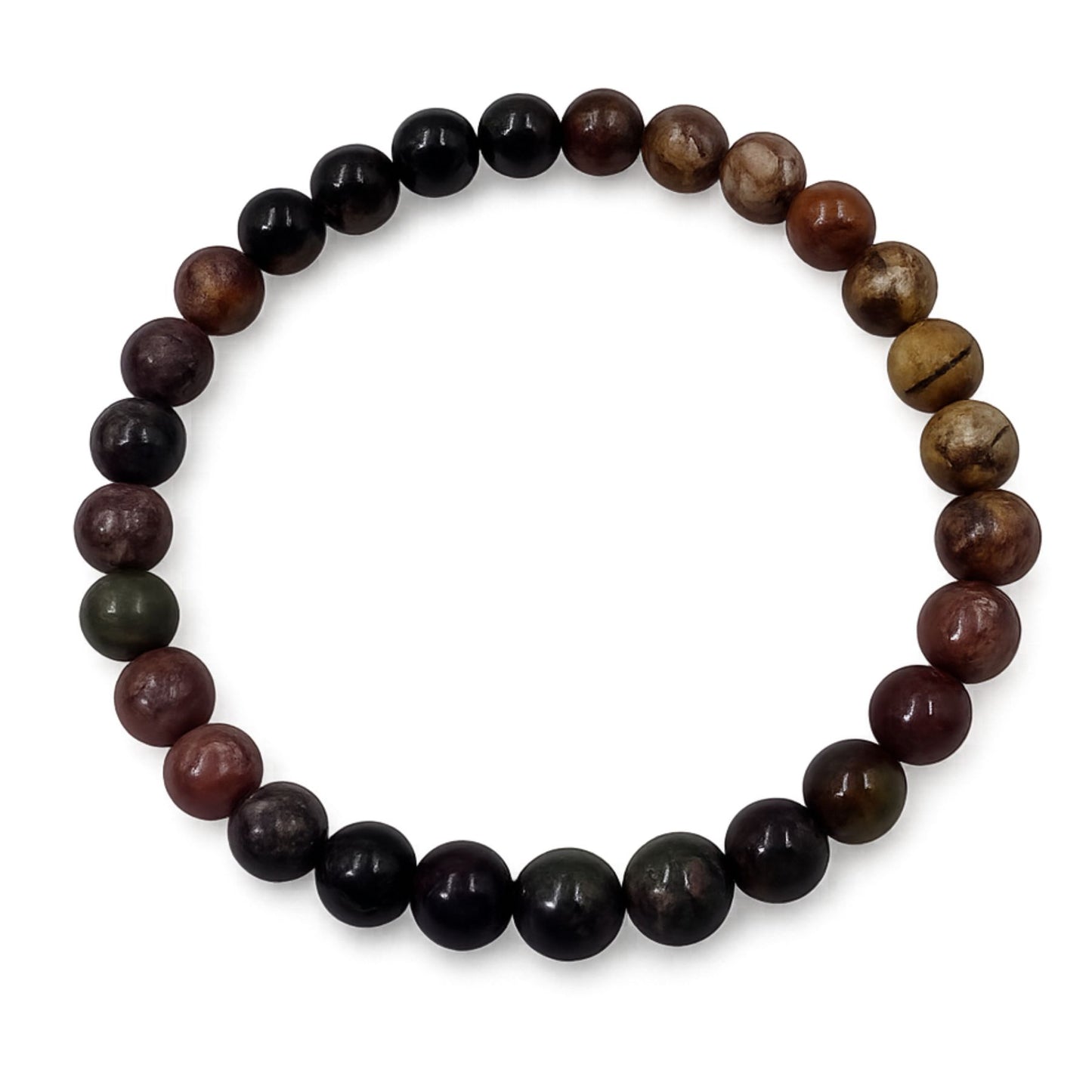 Bracciale Elastico in Pietre Naturali Diaspro Picasso Tondo Liscio 6 mm • Codice PE8015