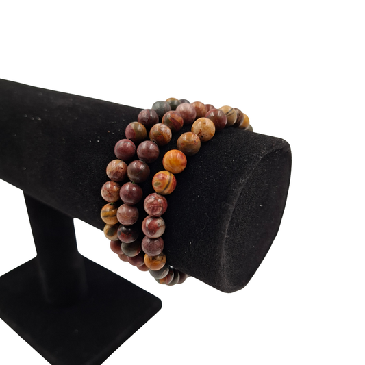 Bracciale Elastico in Pietre Naturali Diaspro Picasso Tondo Liscio 6 mm • Codice PE8015