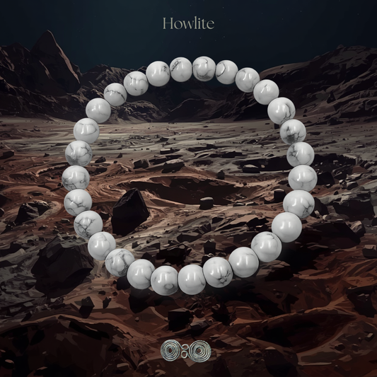Bracciale Elastico in Pietre Naturali Howlite Bianca Tonda Liscia 6 mm • Codice PE8016