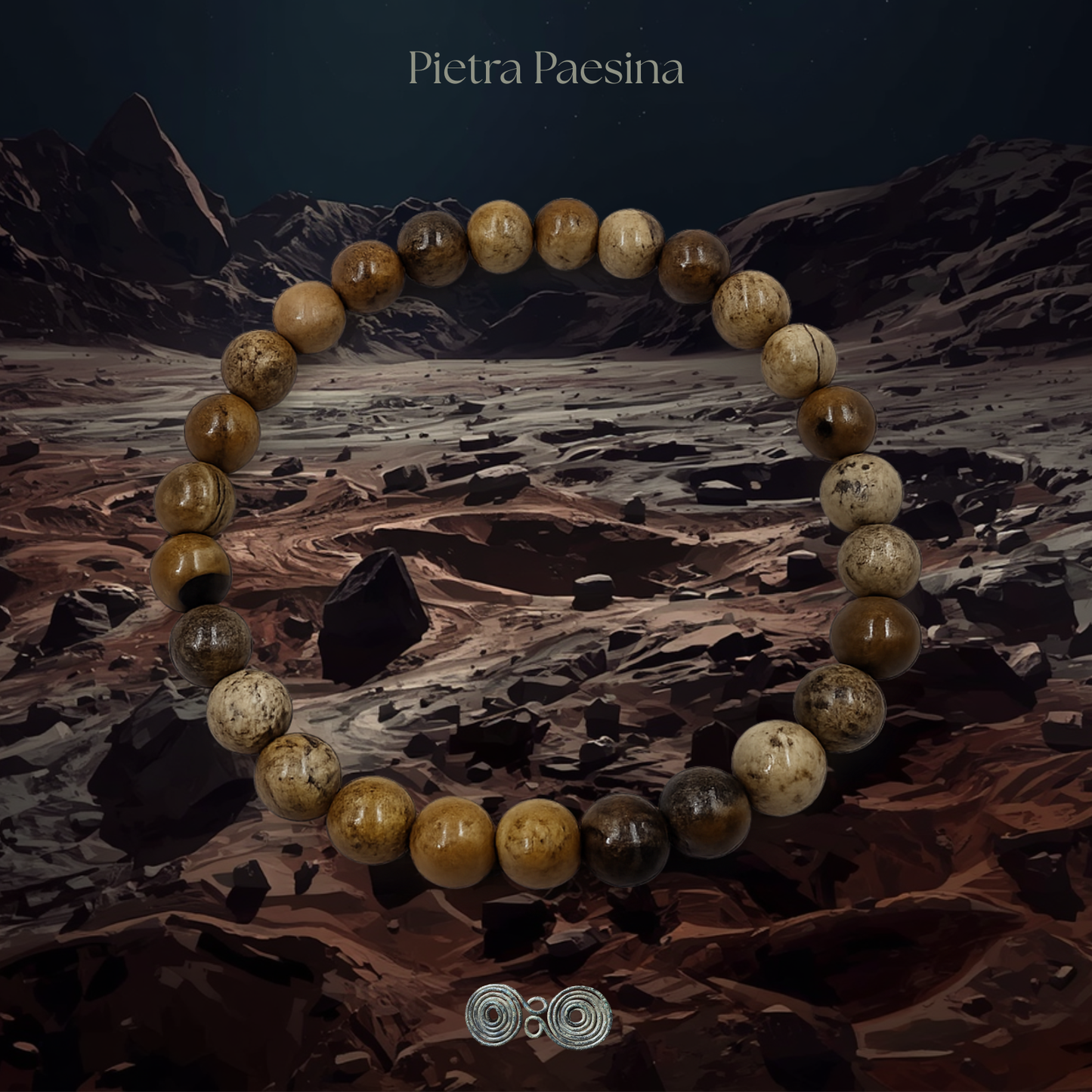 Bracciale Elastico in Pietre Naturali Pietra Paesina Tonda Liscia 6 mm • Codice PE8017