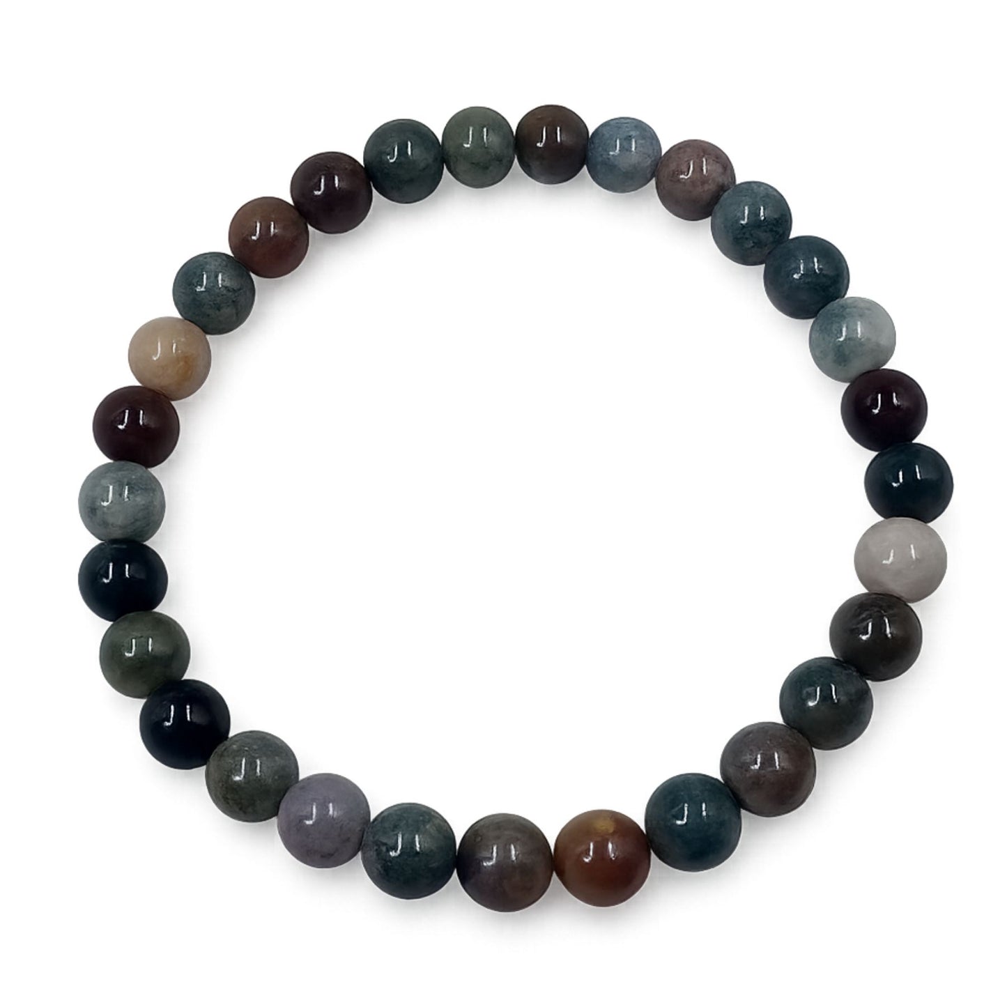 Elastic Bracelet in Natural Stones Indian Agate Smooth Round 6 mm • Code PE8019 