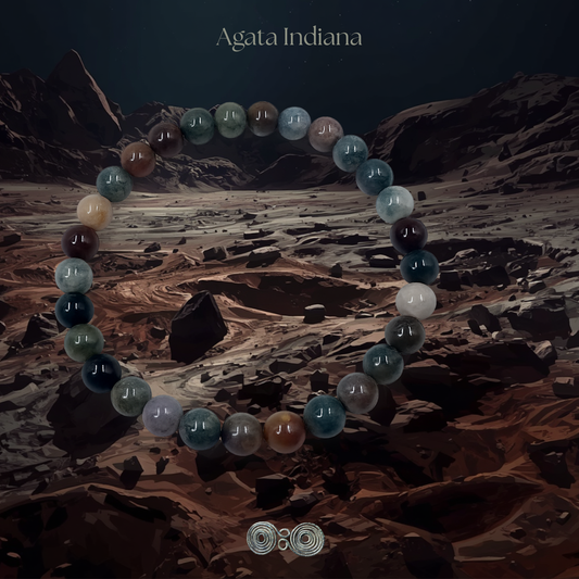 Bracciale Elastico in Pietre Naturali Agata Indiana Tonda Liscia 6 mm • Codice PE8019