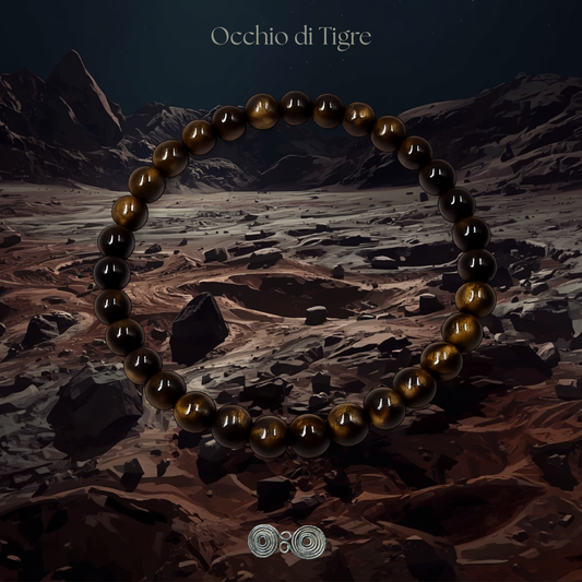 Bracciale Elastico in Pietre Naturali Occhio di Tigre Tonda Liscia 6 mm • Codice PE8020