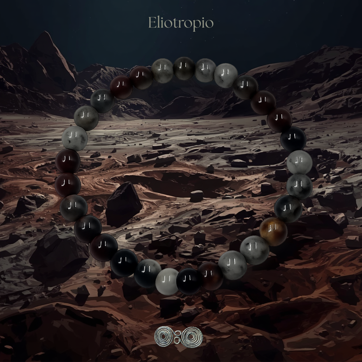 Bracciale Elastico in Pietre Naturali Eliotropio (Pietra di Sangue) Tonda Liscia 6 mm •PE8021