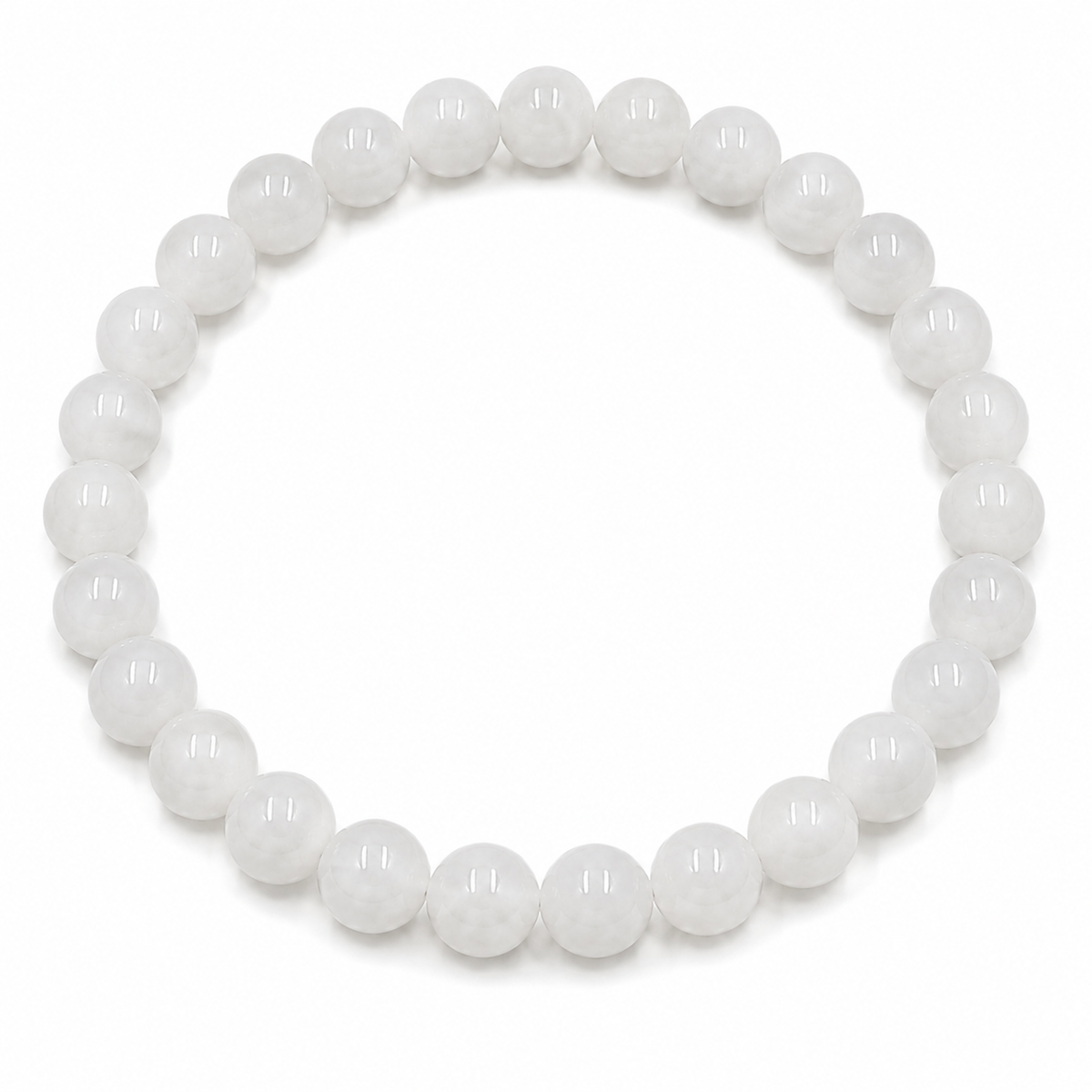 Bracciale Giada Bianca naturale tonda liscia 6 mm PE8022