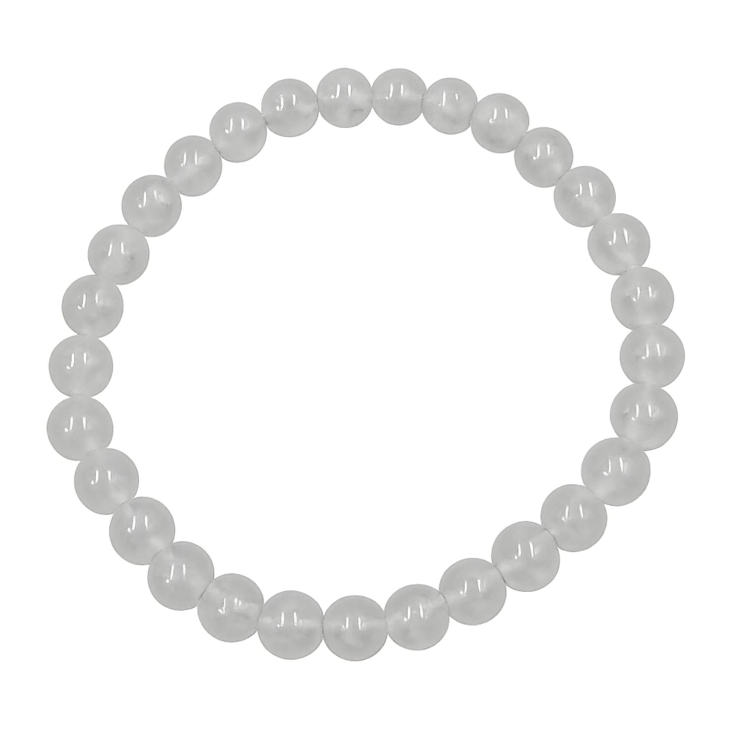 Bracciale Elastico in Pietre Naturali Giada Bianca Tonda Liscia 6 mm • PE8022