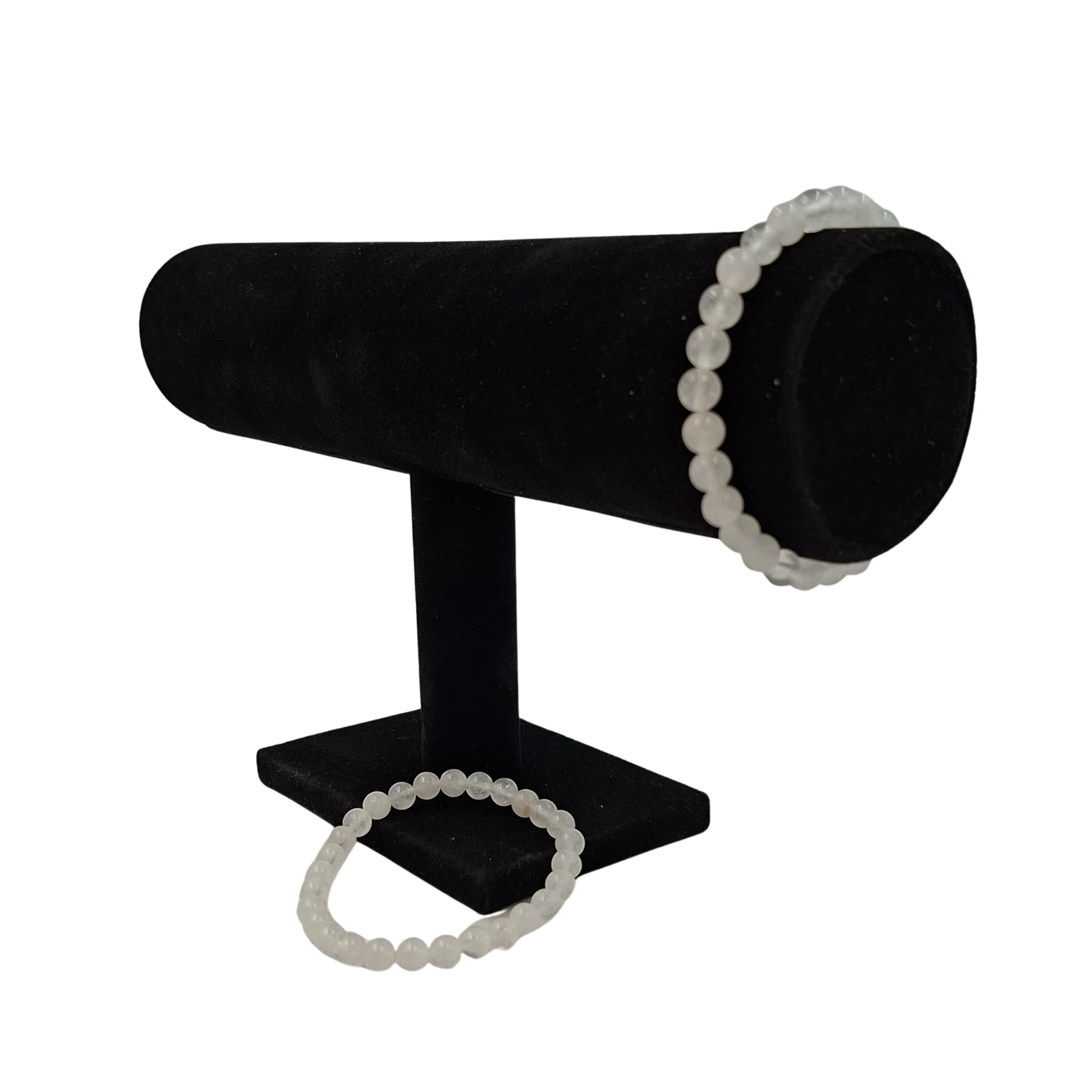 Bracciale elastico in Giada Bianca 6mm, che mostra il colore puro e la finitura liscia.