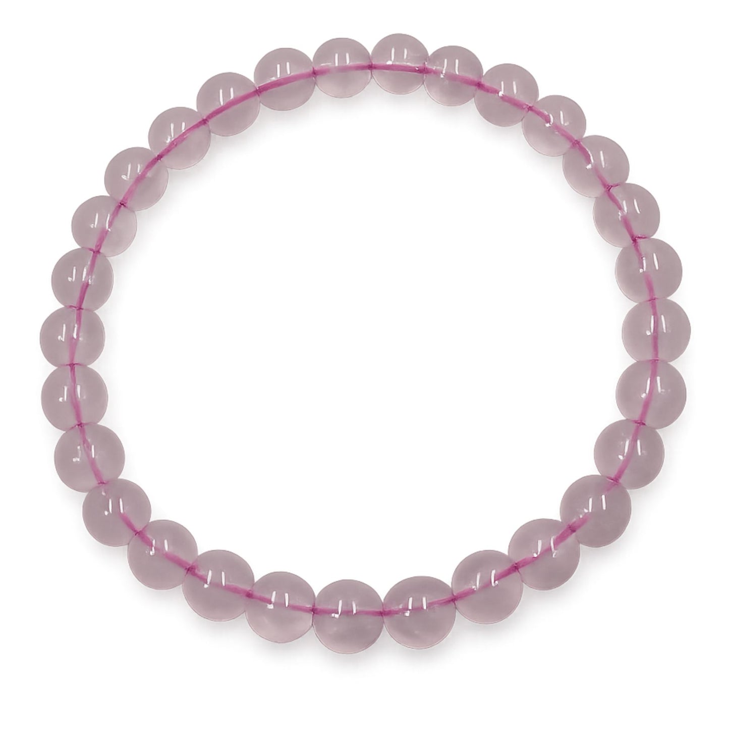 Bracciale Elastico in  Pietre Naturali Quarzo Rosa  - Perle Tonde Lisce 6mm -PE8023 Taglia M (17-18 cm)
