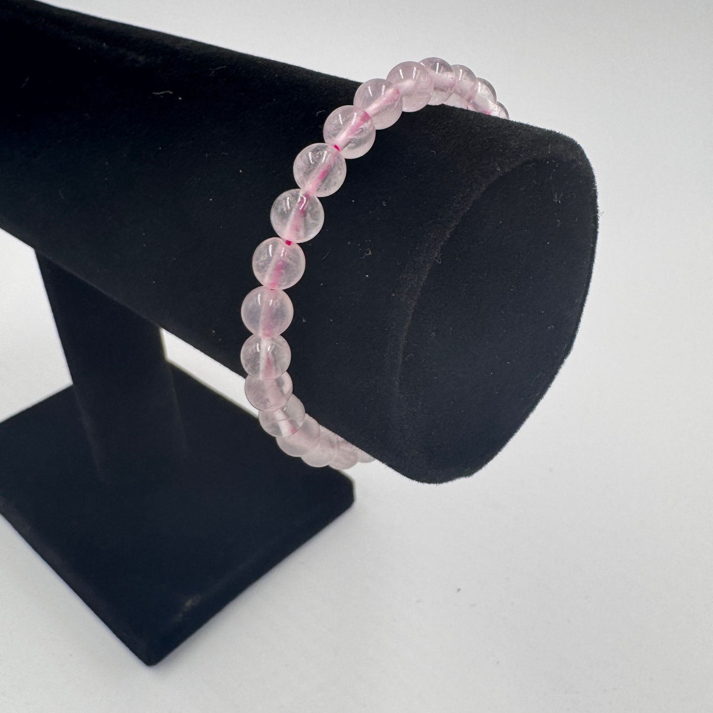 Bracciale Elastico in  Pietre Naturali Quarzo Rosa  - Perle Tonde Lisce 6mm -PE8023 Taglia M (17-18 cm)