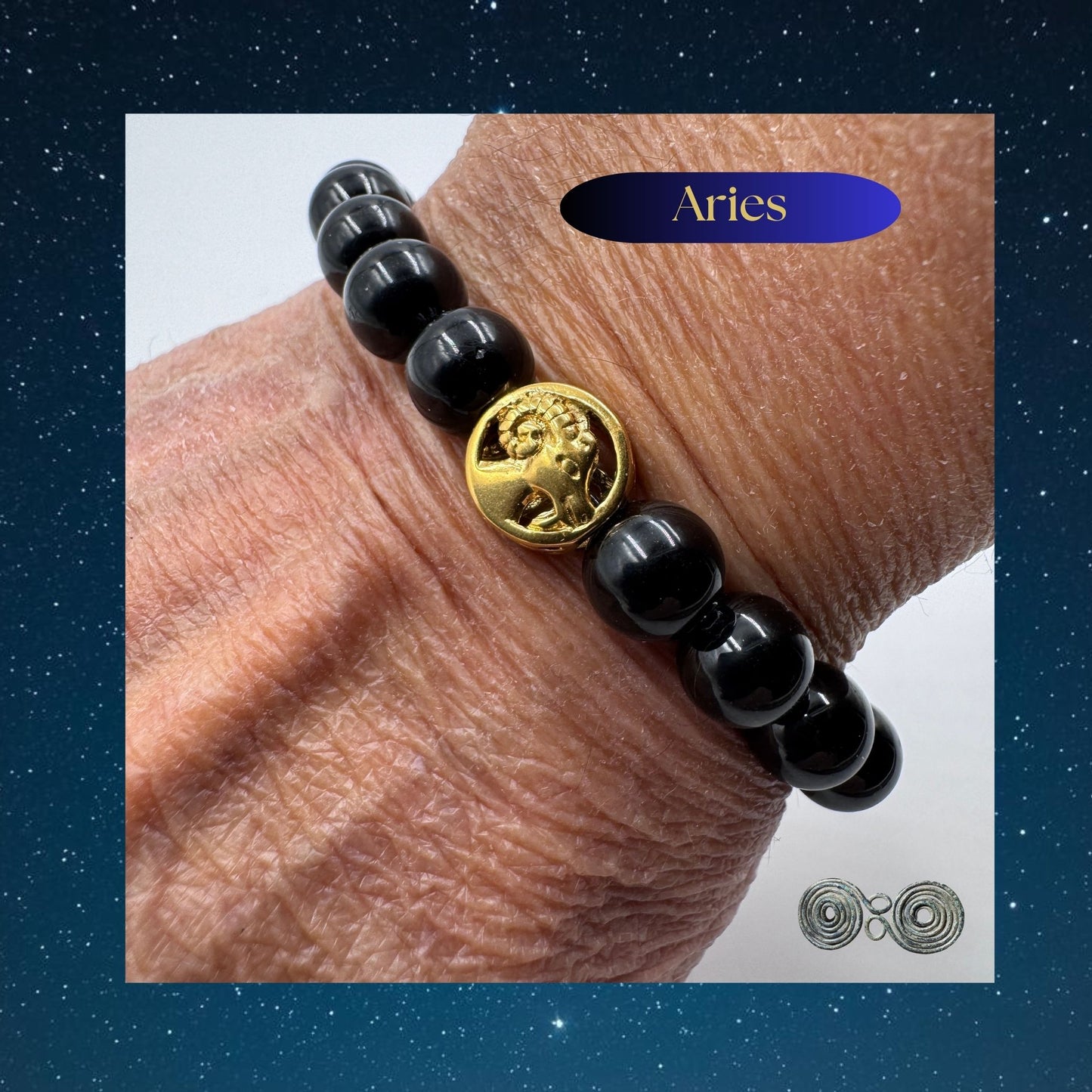 Bracciale Zodiaco Ariete in Tormalina Nera Certificata - PE8029