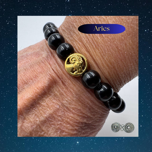 Bracciale Zodiaco Ariete in Tormalina Nera Certificata - PE8029
