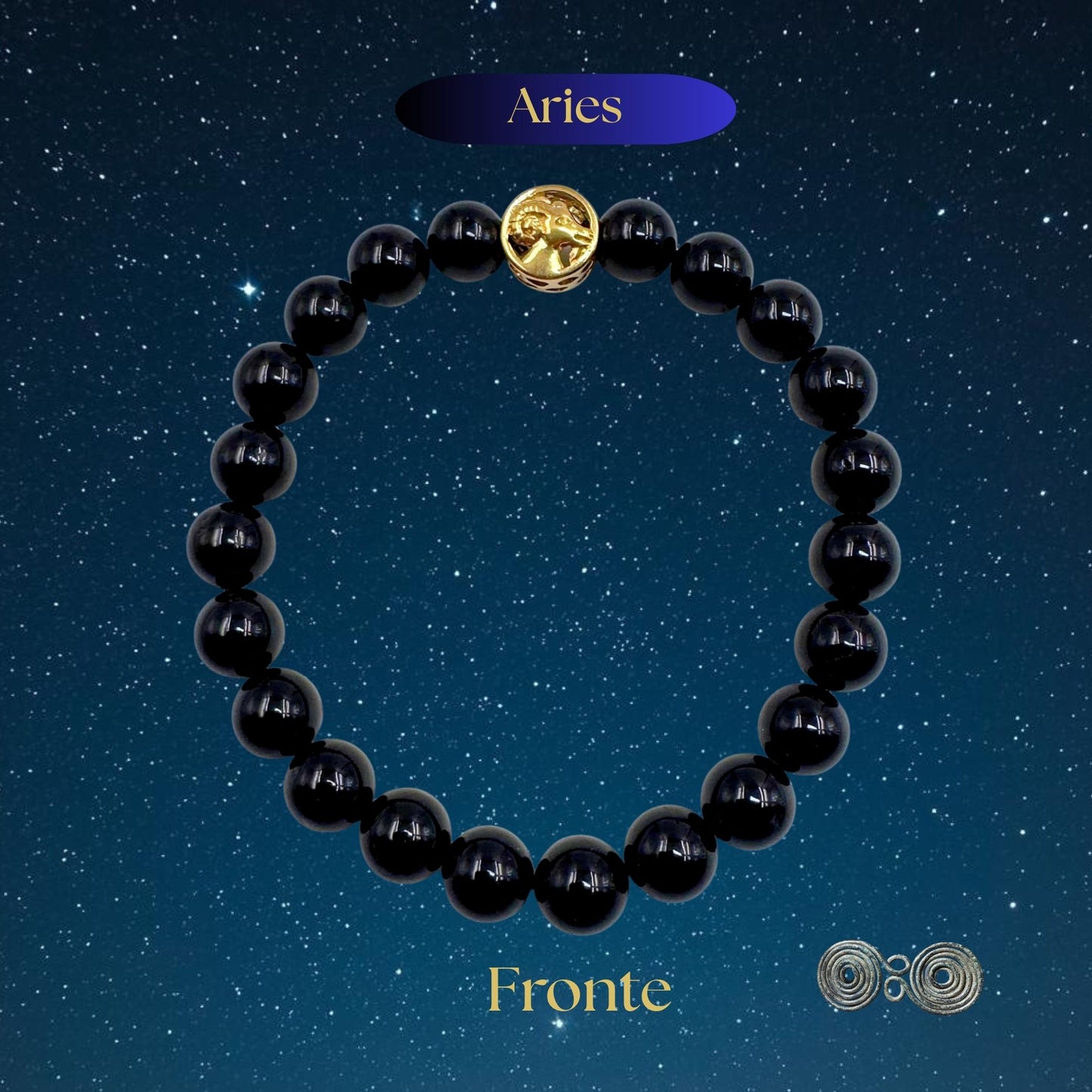 Bracciale Zodiaco Ariete in Tormalina Nera Certificata - PE8029