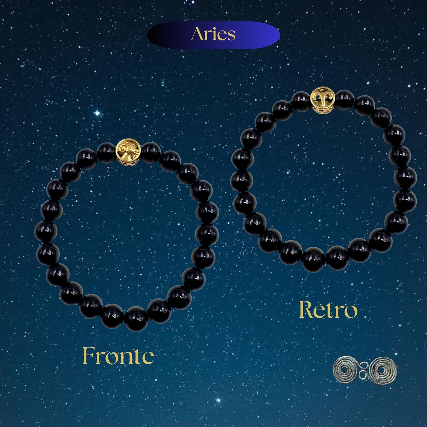 Bracciale Zodiaco Ariete in Tormalina Nera Certificata - PE8029
