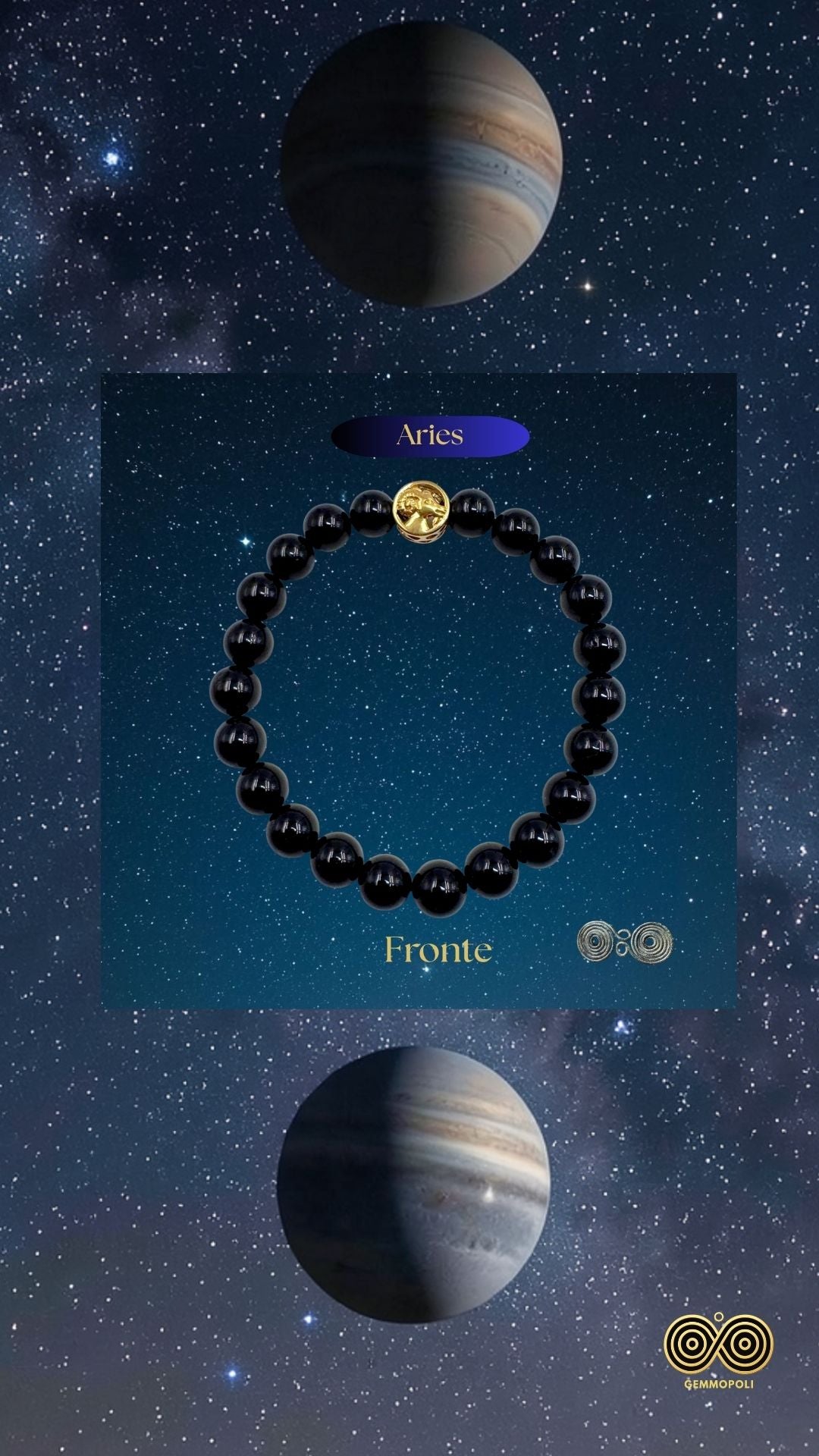 Bracciale Zodiaco Ariete in Tormalina Nera Certificata - PE8029