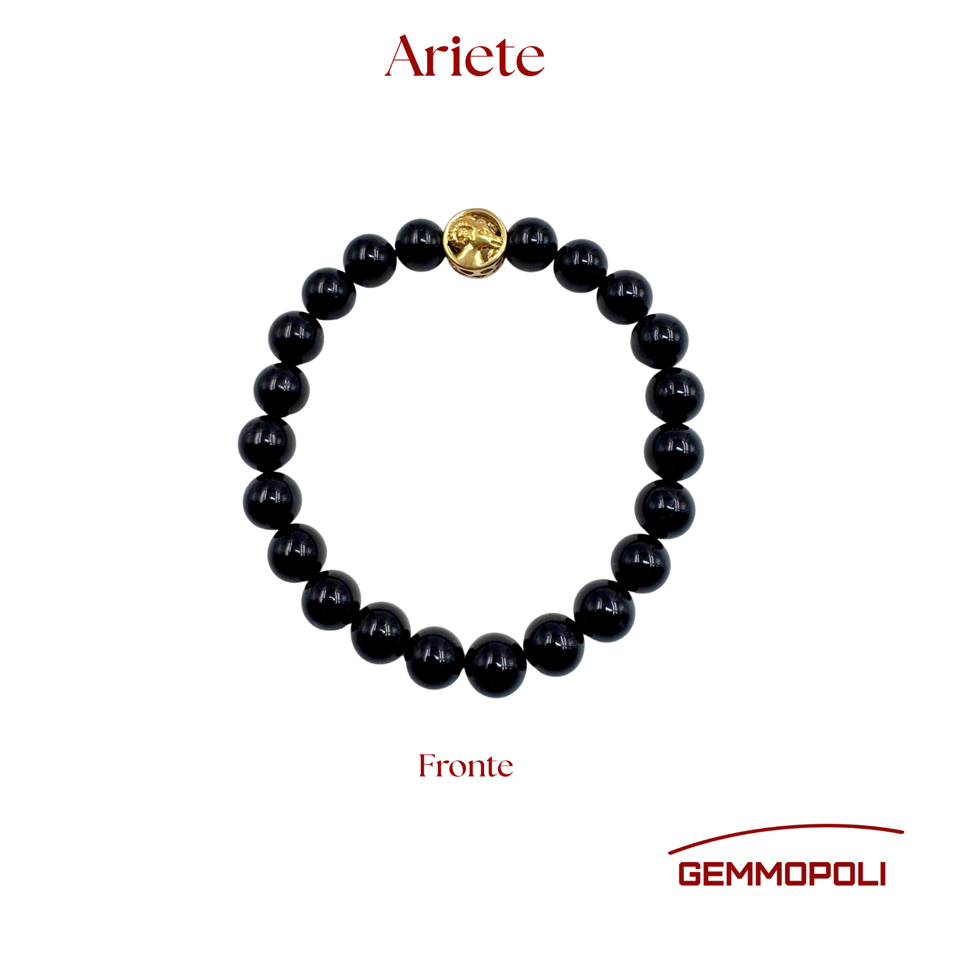 Primo piano del bracciale del simbolo zodiacale Ariete, fronte. PE8029