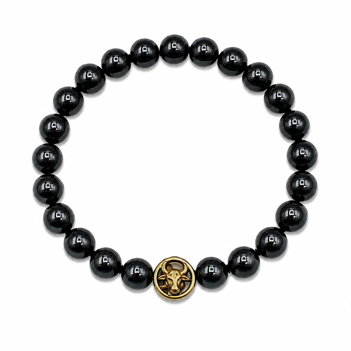 Bracciale Tormalina Nera Certificata 10 mm Oro Zodiaco Toro PE8030 - PE8030
