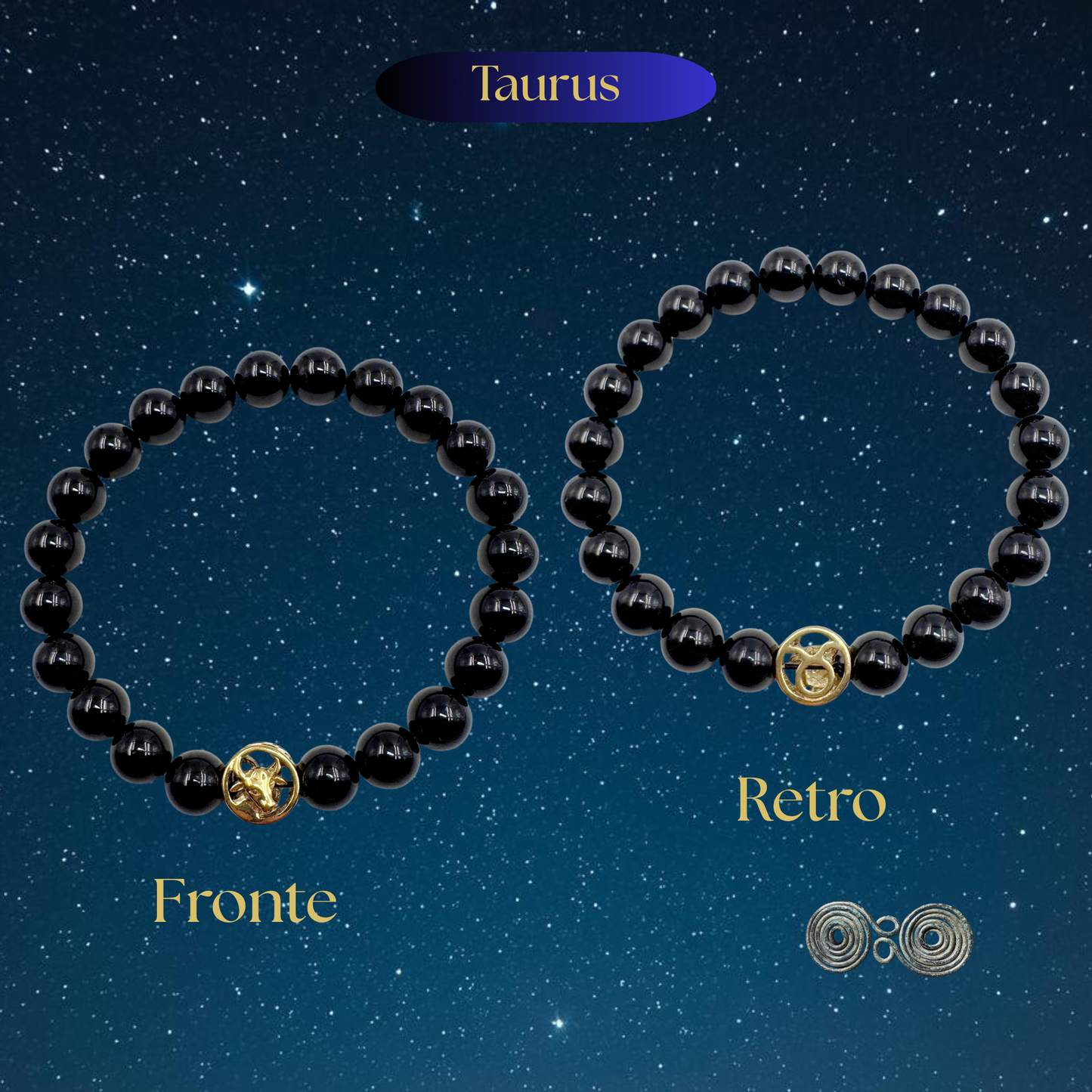 Bracciale Zodiaco Toro in Tormalina Nera Certificata (PE8030)