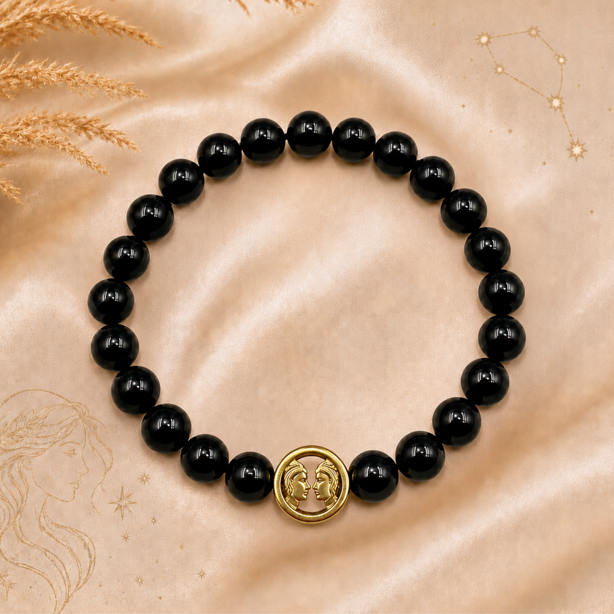 Fotografia commerciale bracciale Gemelli Gemmopoli in tormalina nera naturale 10 mm