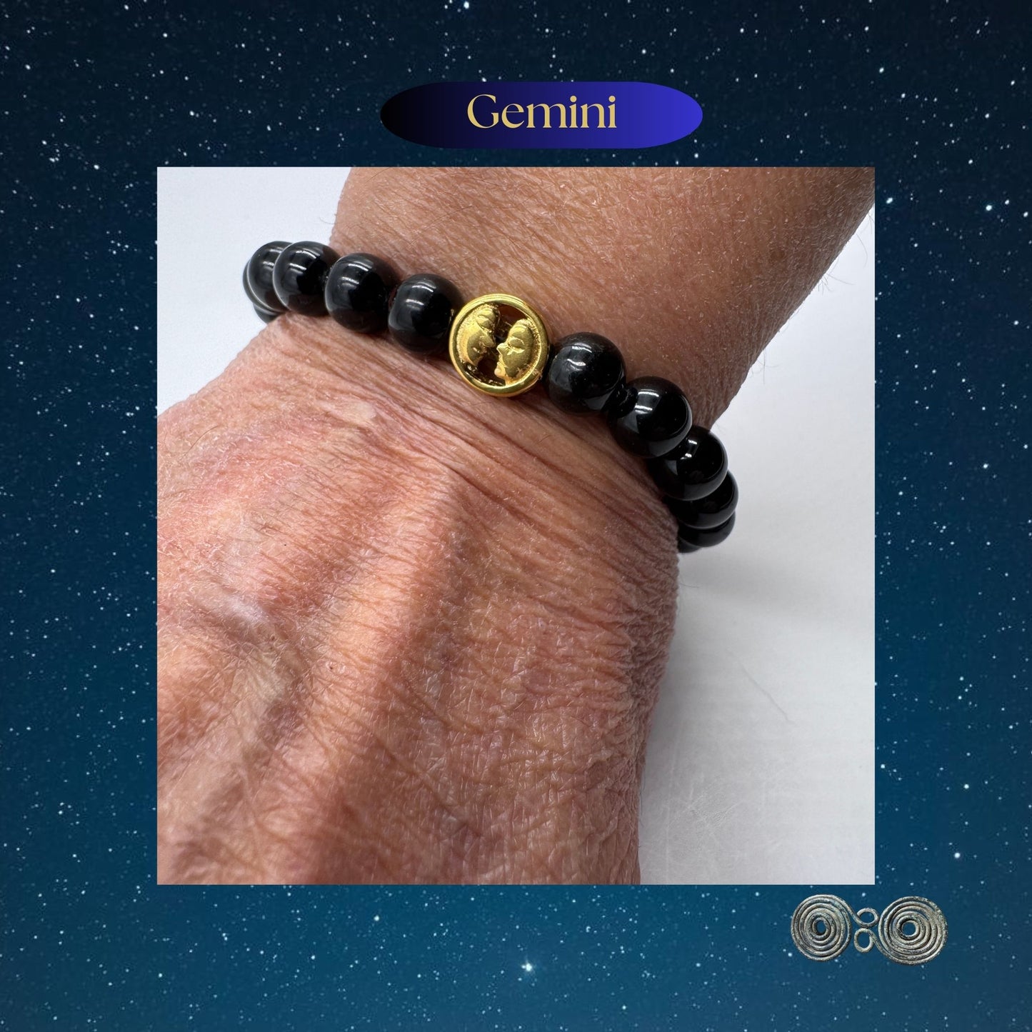 Bracciale Zodiaco Gemelli in Tormalina Nera Certificata (PE8031)