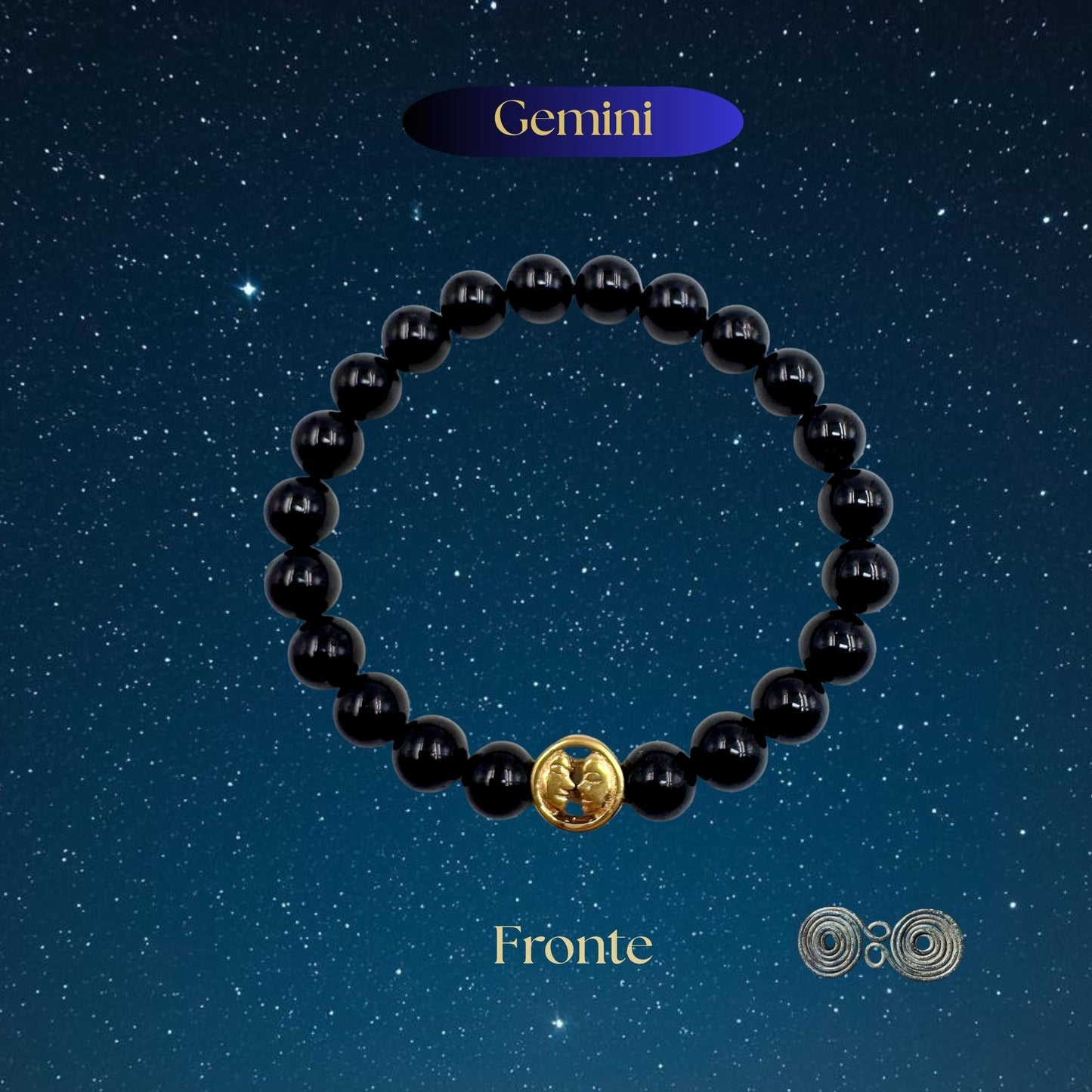 Bracciale Zodiaco Gemelli in Tormalina Nera Certificata (PE8031)