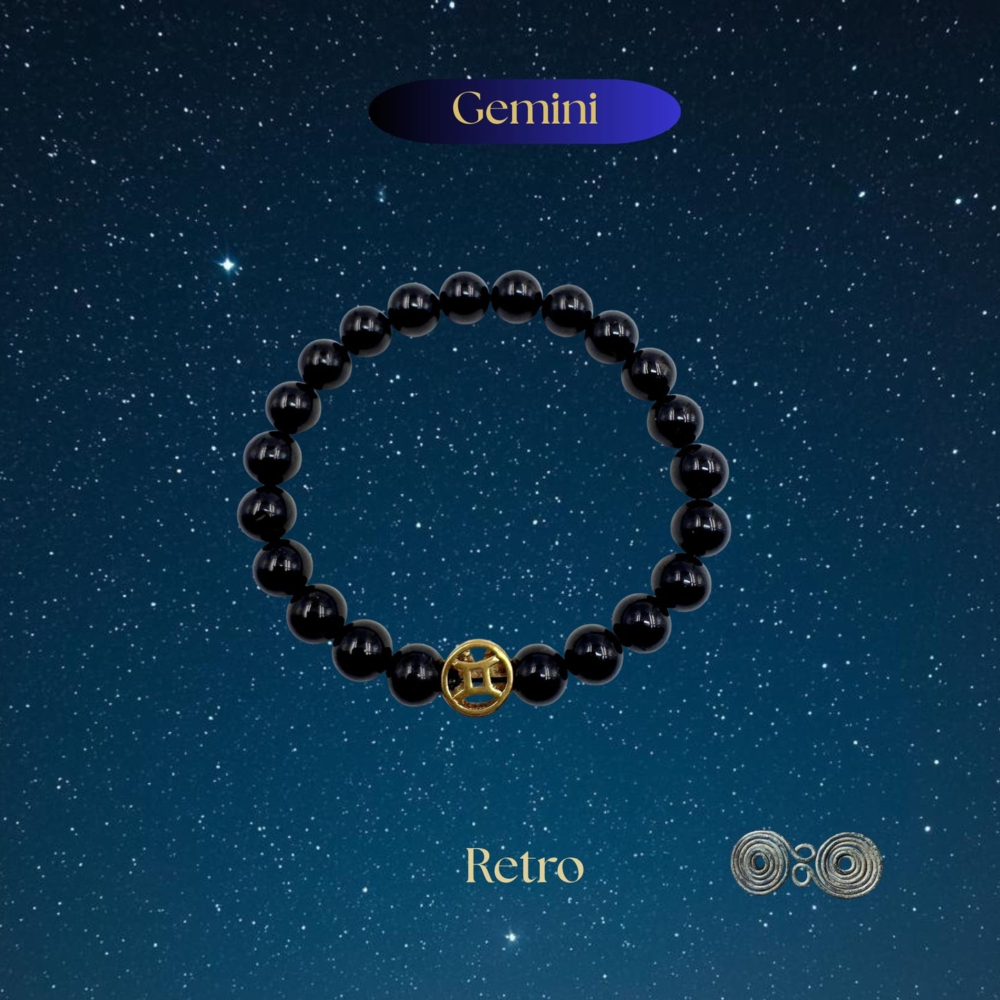 Bracciale Zodiaco Gemelli in Tormalina Nera Certificata (PE8031)