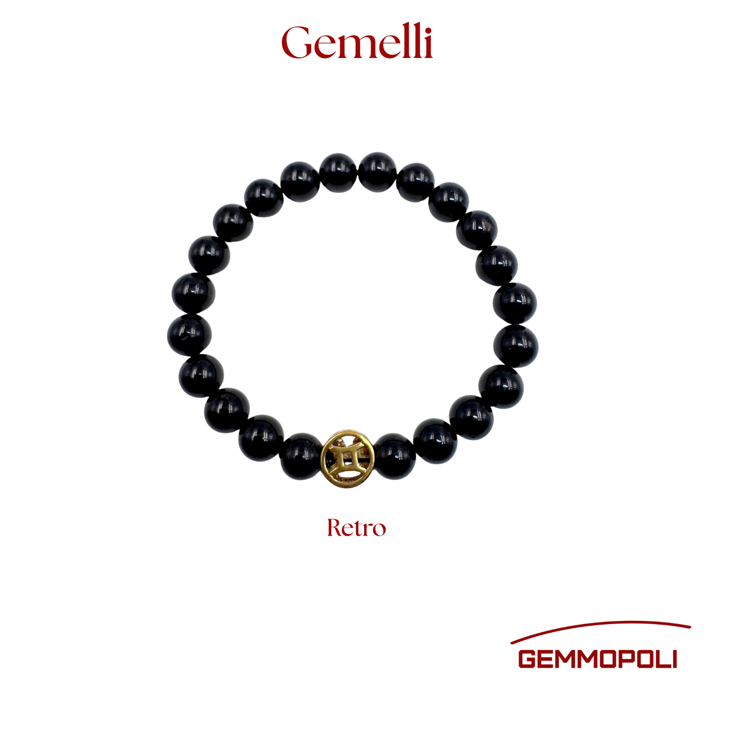 Bracciale Zodiaco Gemelli in Tormalina Nera Certificata (PE8031)