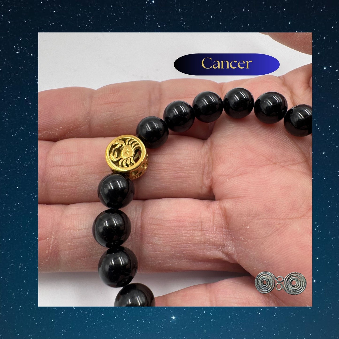 Bracciale Zodiaco Cancro in Tormalina Nera Certificata (PE8032)