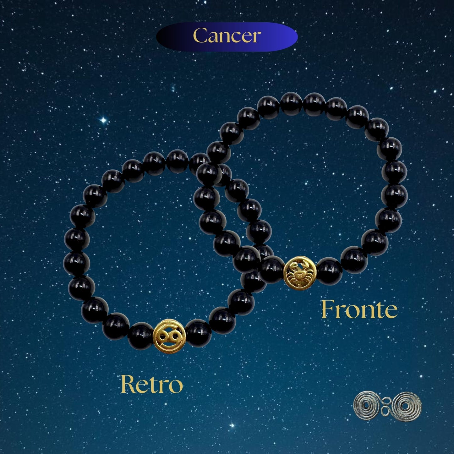 Bracciale Zodiaco Cancro in Tormalina Nera Certificata (PE8032)
