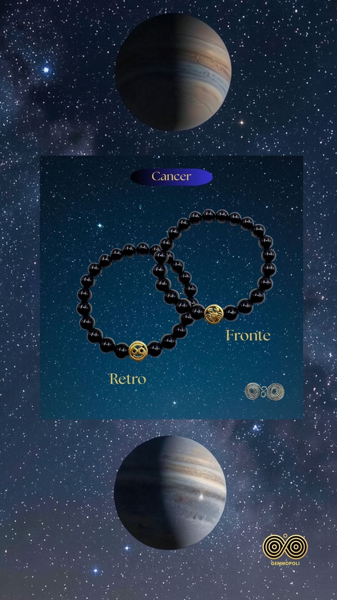 Bracciale Zodiaco Cancro in Tormalina Nera Certificata (PE8032)