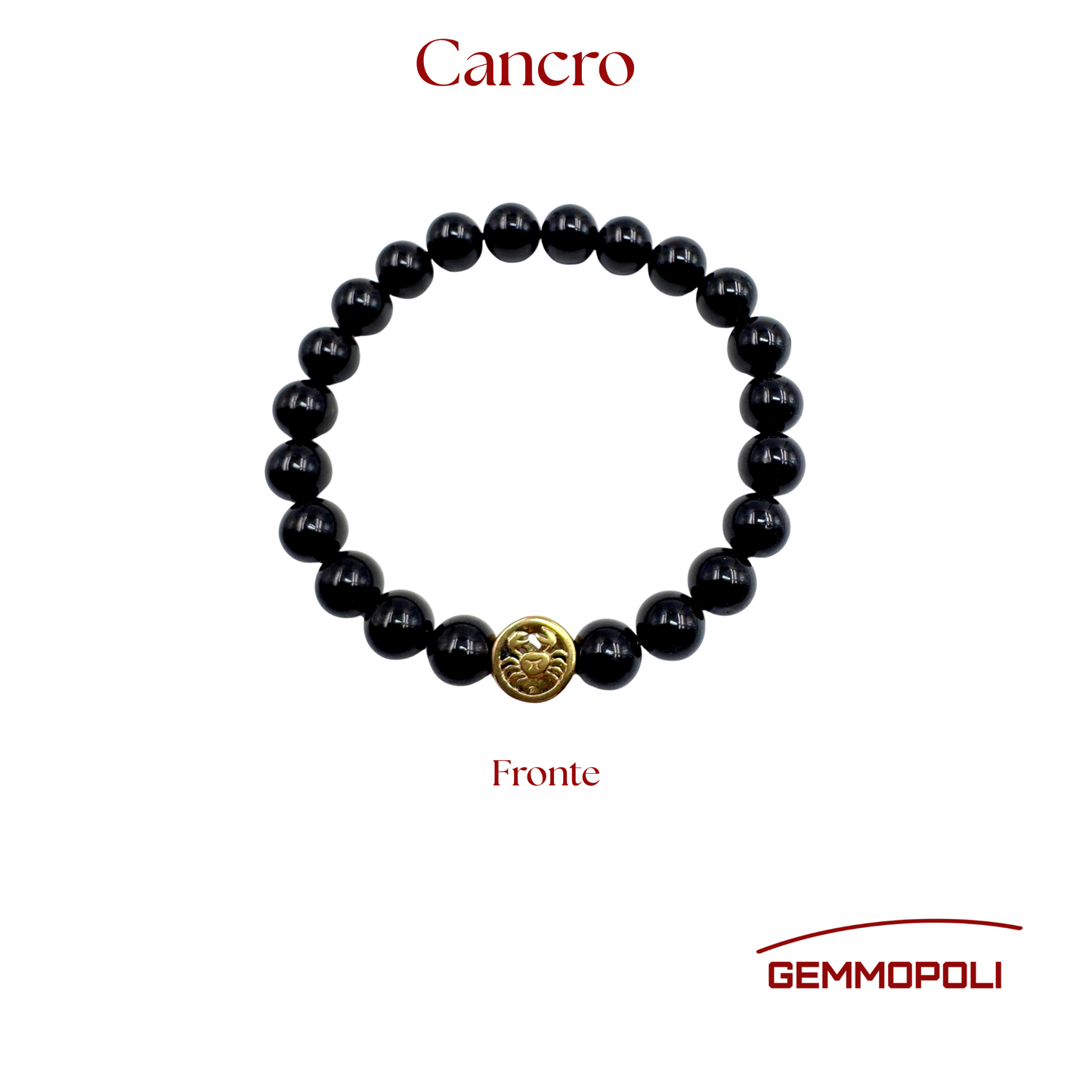 Bracciale Zodiaco Cancro PE8032 in Tormalina Nera Certificata, fronte