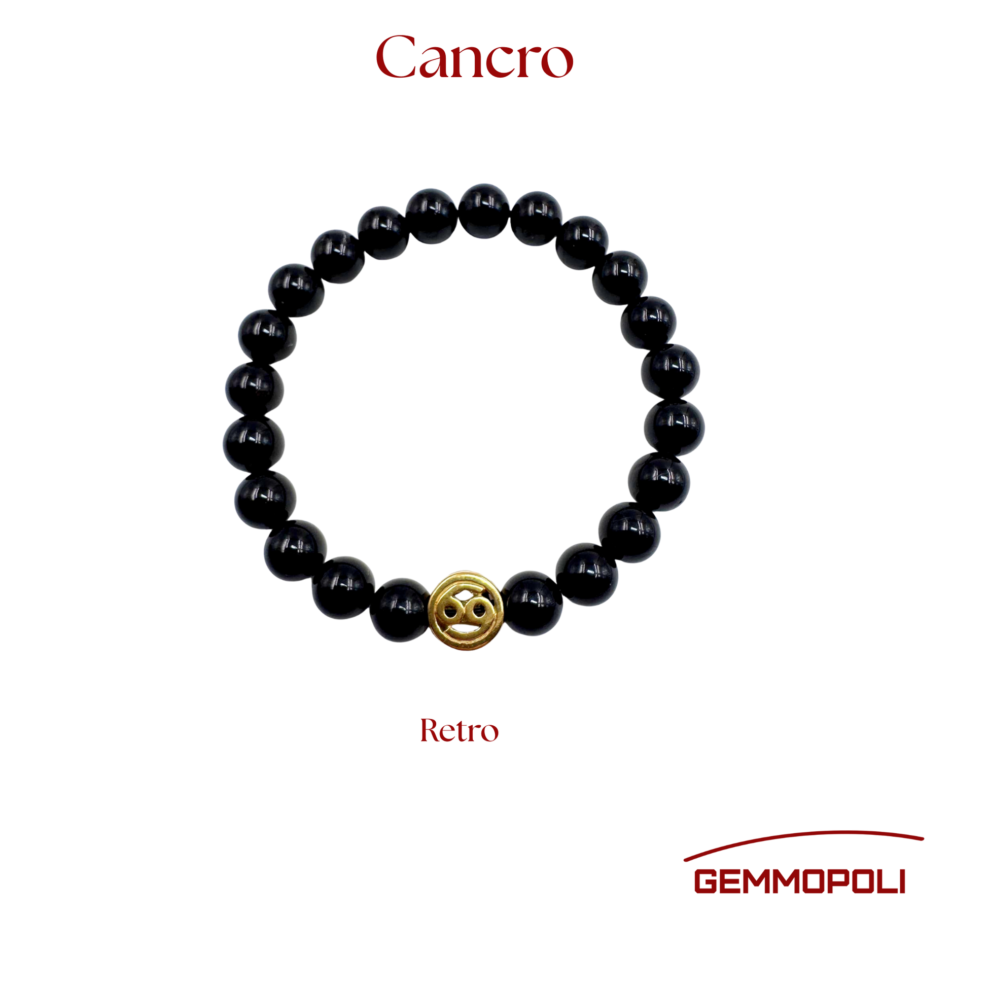Bracciale Zodiaco Cancro PE8032 in Tormalina Nera Certificata, retro
