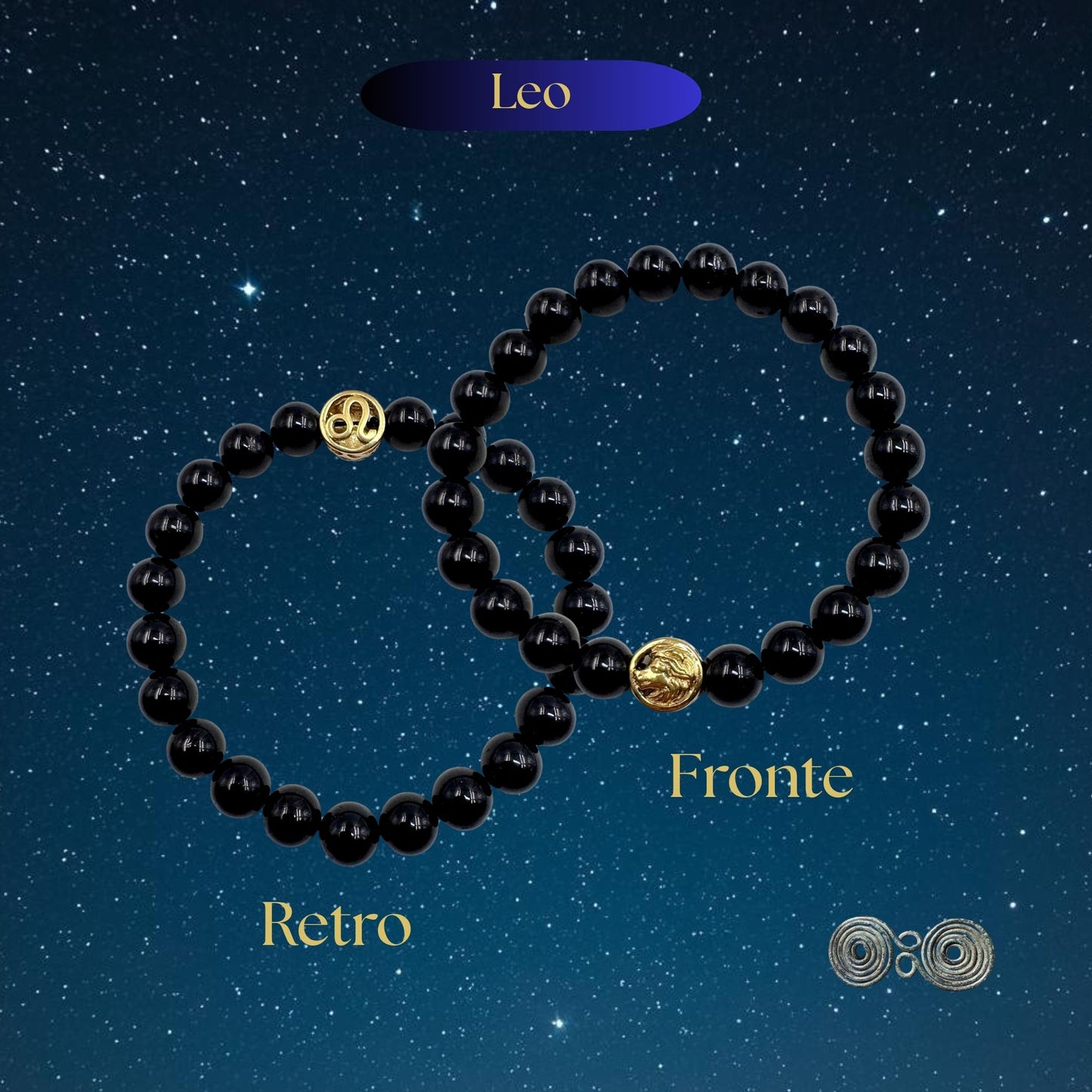 Bracciale Zodiaco Leone in Tormalina Nera Certificata (PE8033)
