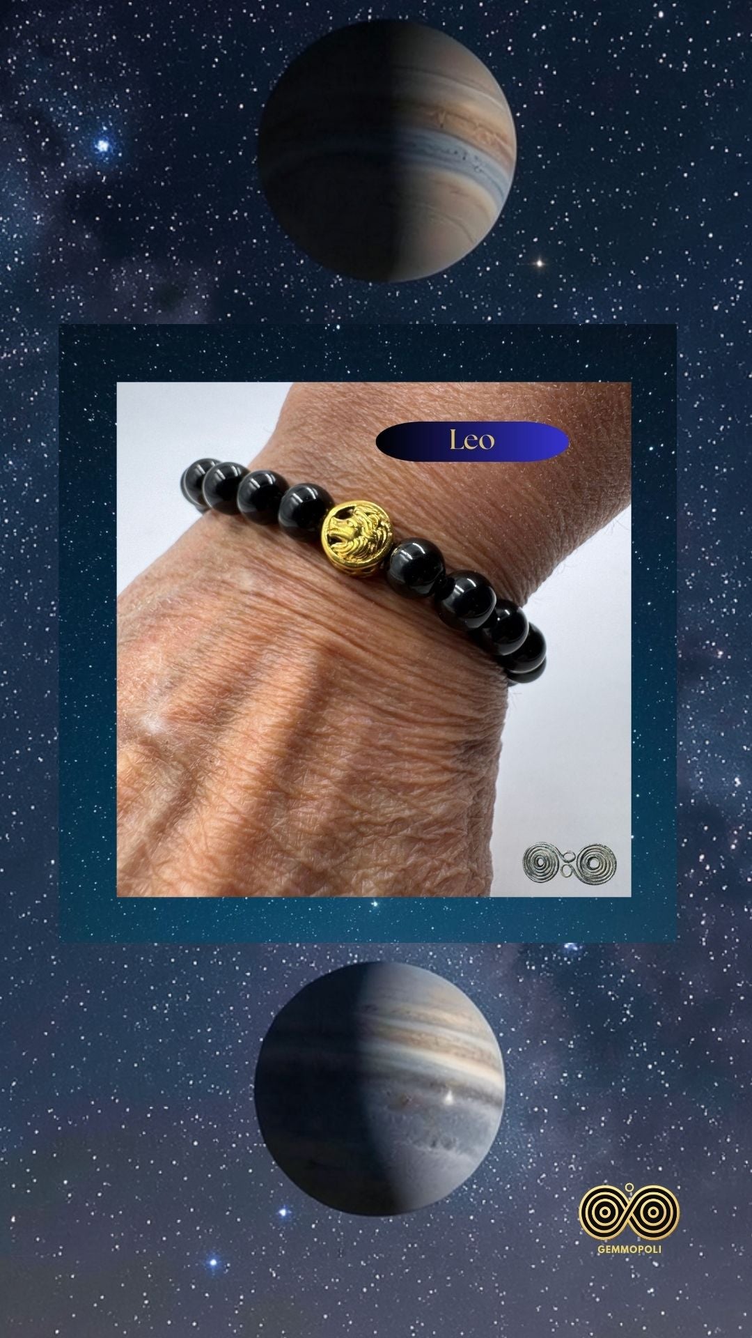 Bracciale Zodiaco Leone in Tormalina Nera Certificata (PE8033)