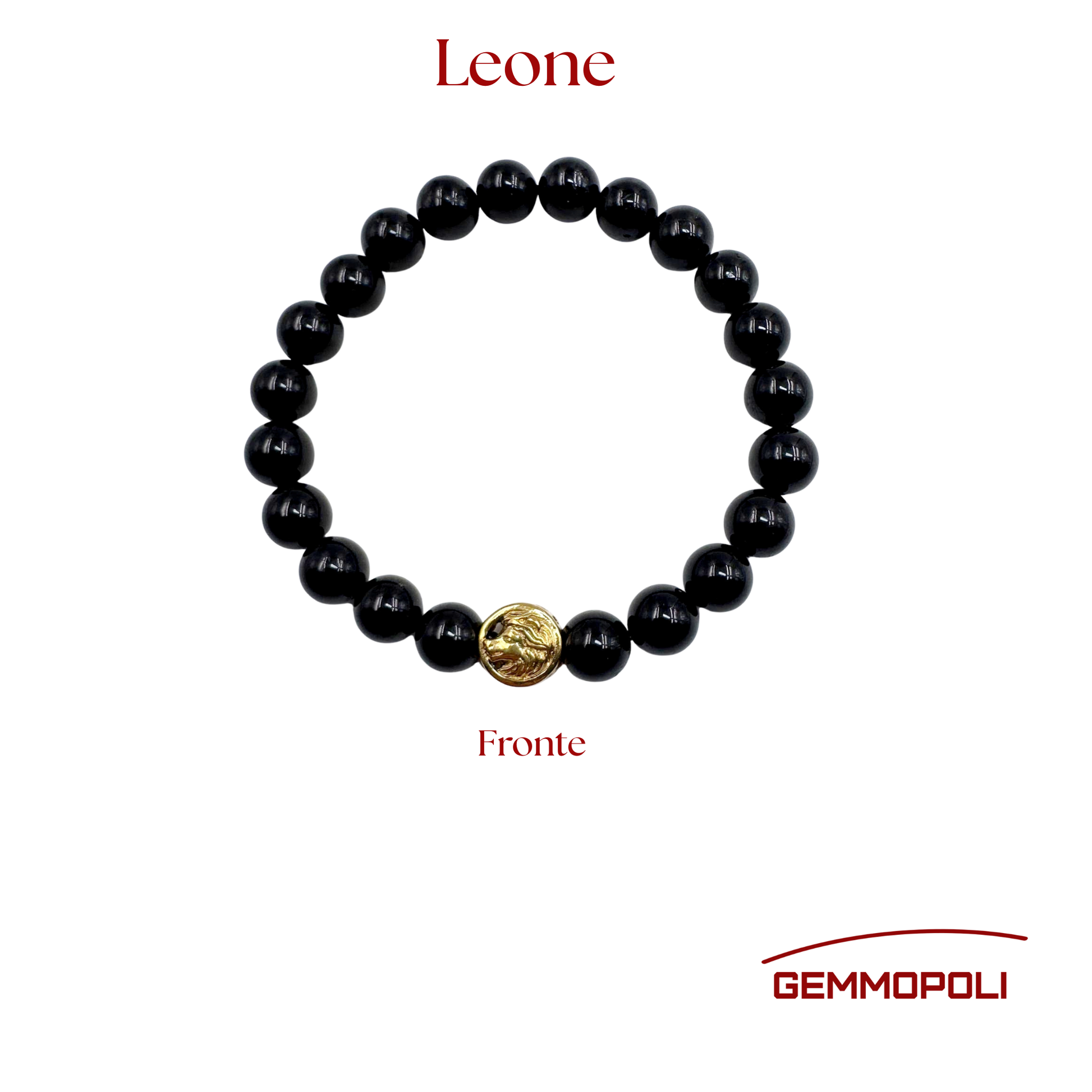 Primo piano del bracciale del simbolo zodiacale Leone. Fronte