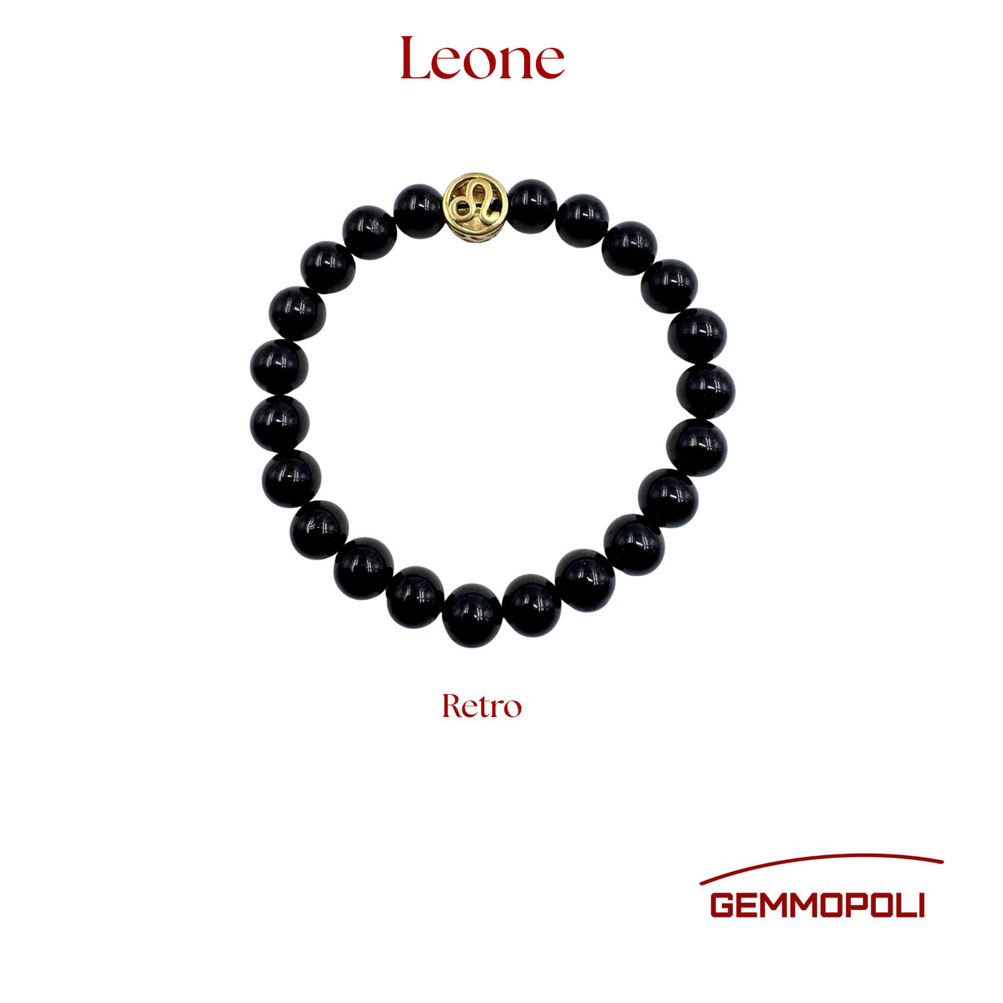 Primo piano del bracciale del simbolo zodiacale Leone. Retro