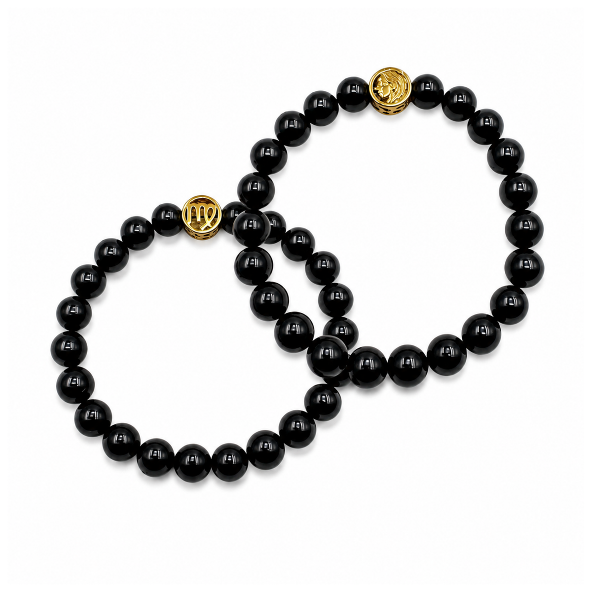 Bracciale Vergine fronte e retro in tormalina nera con inserto in acciaio color oro