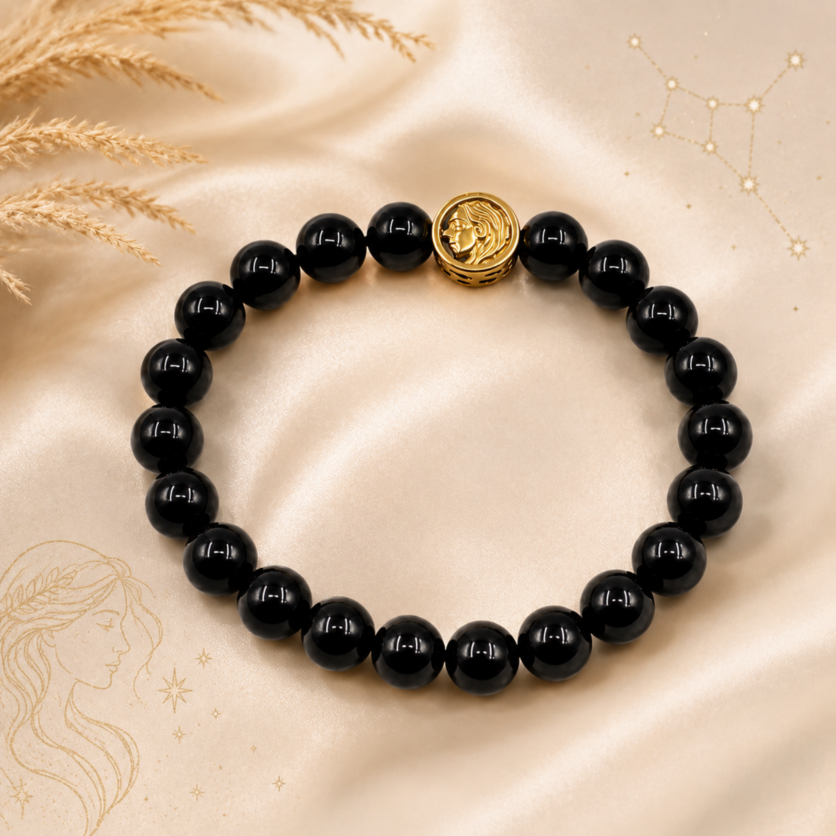 Fotografia commerciale bracciale Vergine Gemmopoli in tormalina nera naturale 10 mm