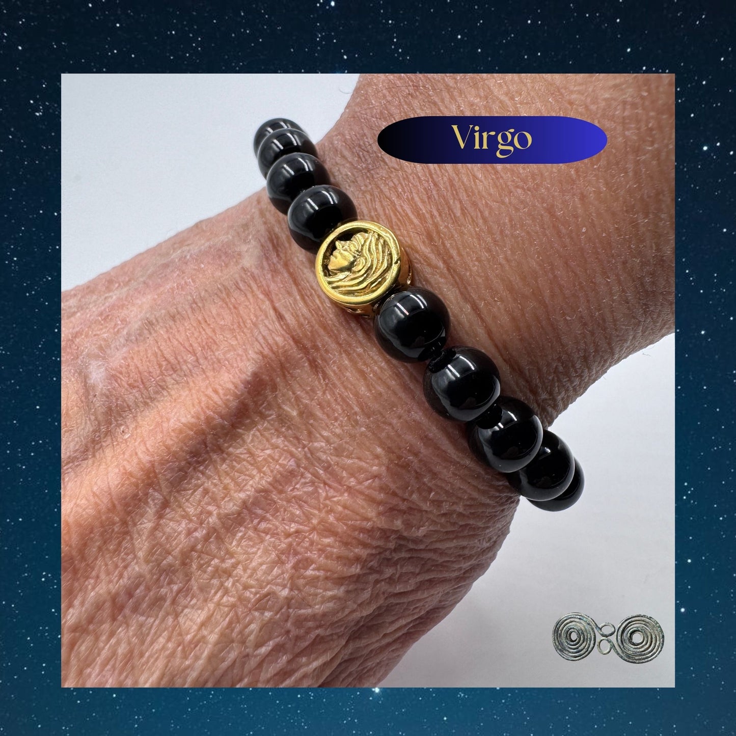 Bracciale Zodiaco Vergine in Tormalina Nera Certificata (PE8034)