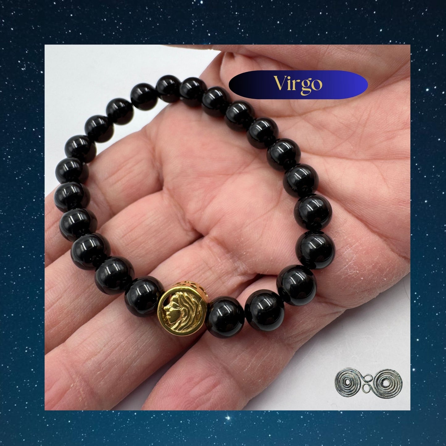 Bracciale Zodiaco Vergine in Tormalina Nera Certificata (PE8034)