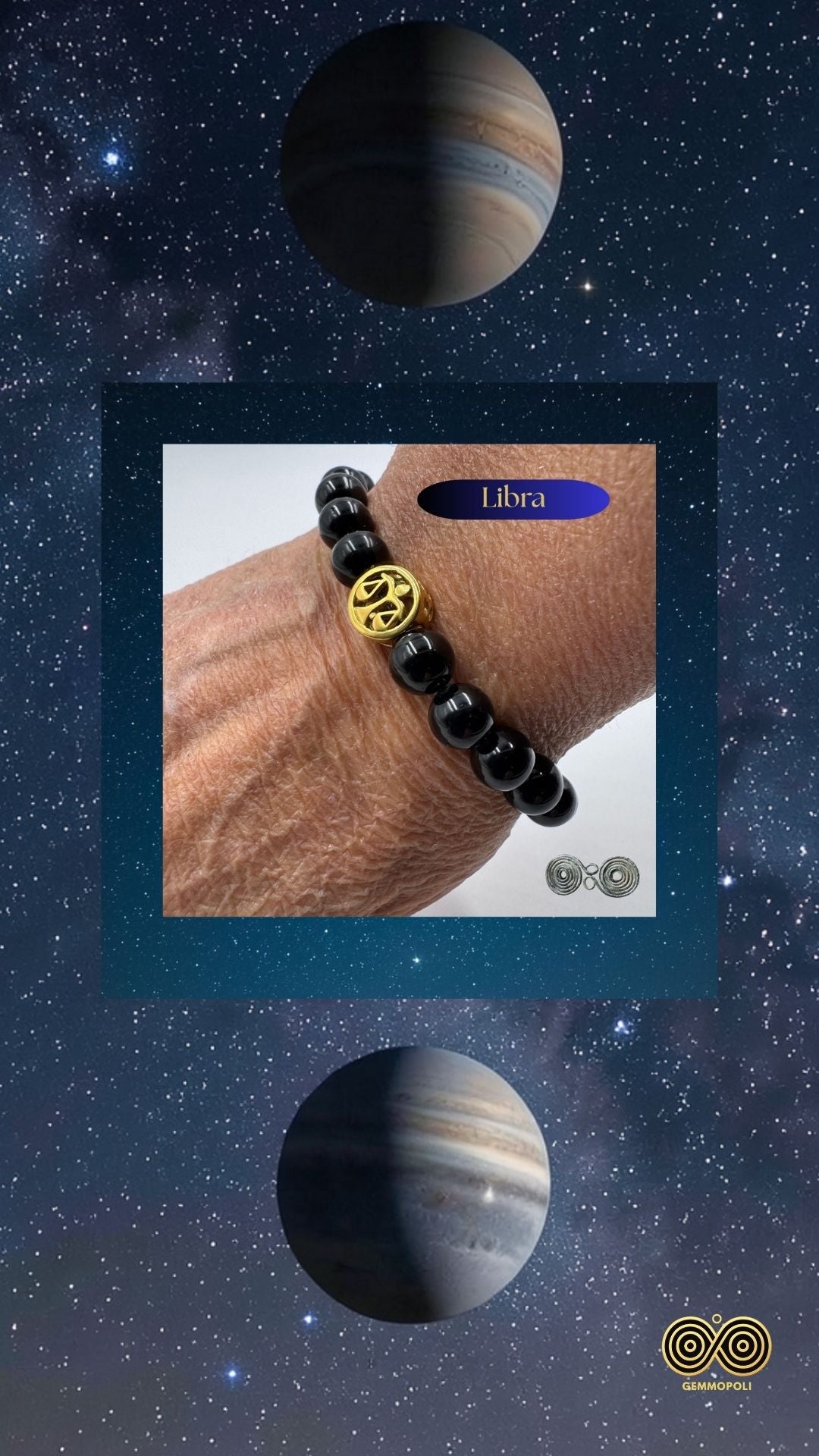 Bracciale Zodiaco Bilancia in Tormalina Nera Certificata (PE8035)